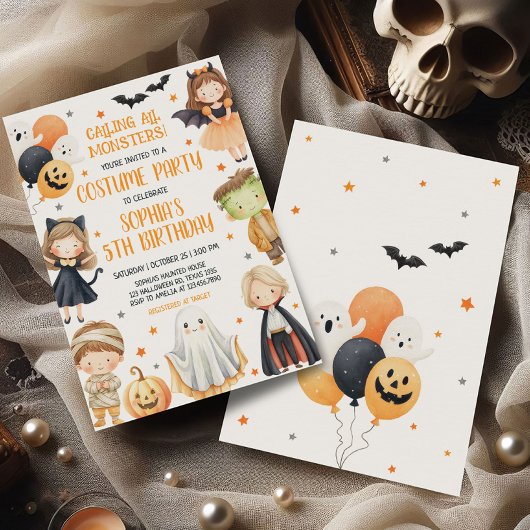 Bellen alle monsters Halloween verjaardag Kaart