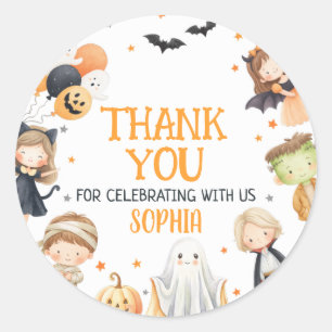 Bellen alle monsters Halloween verjaardag Ronde Sticker