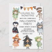 Bellen alle Monsters Kinder kostuum Halloween Part Kaart (Voorkant)