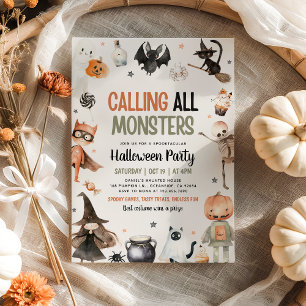 Bellen Alle Monsters Spooky Kinder Halloween Party Kaart