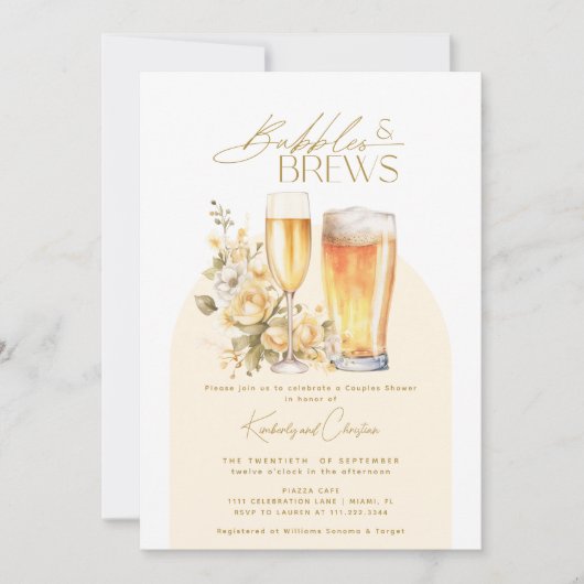 Bellen en bier Elegante moderne coupleshower Kaart (Voorkant)