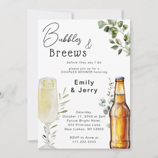 Bellen en drankjes Eucalyptus koppel douchefeest Kaart (Voorkant)