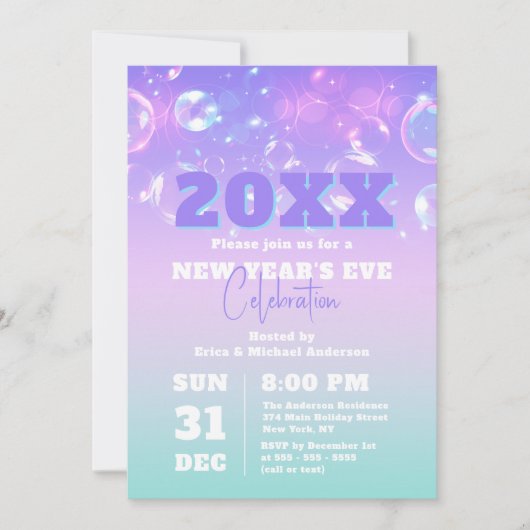 Bellen en lichten Pastel Gradiënt Oud en Nieuw-fee Kaart (Voorkant)