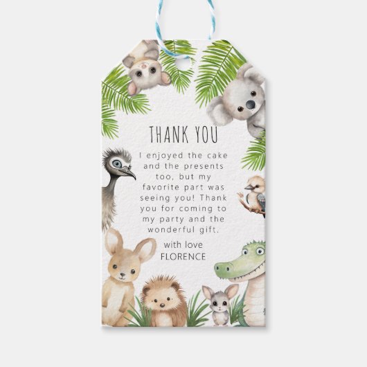 Bellen met alle feestdieren | Aussie verjaardagsfe Cadeaulabel (Voorkant)