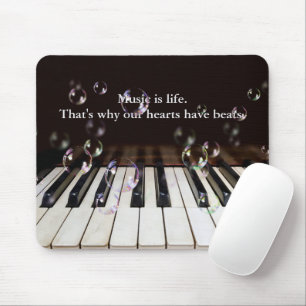 Bellen op pianotoetsenbord met Quote Paperweight Muismat