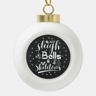 Bellen van slee & skeletten dansen grappige kerst keramische bal ornament