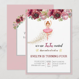 Bellerina Dancer | Roze Bloemen Ballet Verjaardag Kaart