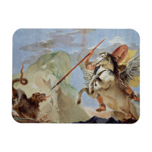 Bellerophon, met Pegasus, die de Chimera slacht, Magneet