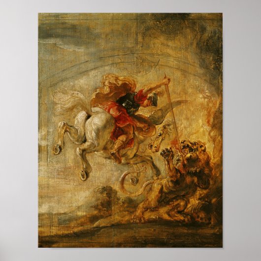 Bellerophon Riding Pegasus vechten tegen de Chimer Poster (Voorkant)