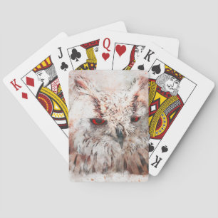 Belles cartes à jouer de vélo de hibou d'accent de