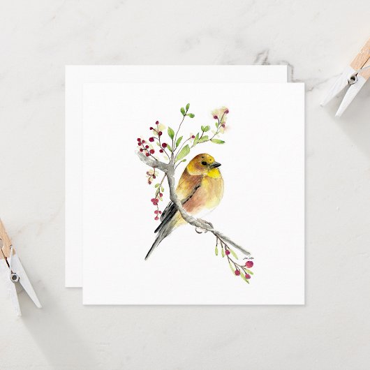 Belles cartes à notes d'aquarelle Goldfinch