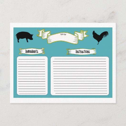 Belles cartes à recettes de style Vintage (Devant)