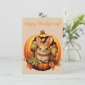 Belles cartes d'aquarelle Bunny Bon thanksgiving (Debout devant)