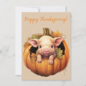 Belles cartes d'aquarelle de porc Bon thanksgiving (Devant)