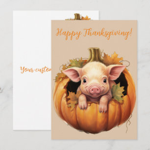 Belles cartes d'aquarelle de porc Bon thanksgiving