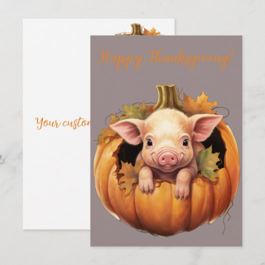 Belles cartes d'aquarelle de porc Bon thanksgiving (Devant / Derrière)