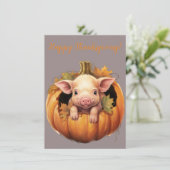 Belles cartes d'aquarelle de porc Bon thanksgiving (Debout devant)
