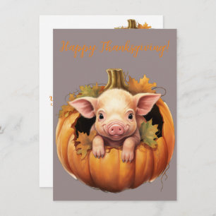 Belles cartes d'aquarelle de porc Bon thanksgiving