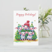 Belles cartes d'aquarelle pour cochons de vacances (Debout devant)