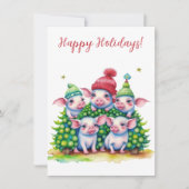 Belles cartes d'aquarelle pour cochons de vacances (Devant)