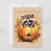 Belles Cartes D'Aquarelle Raccoon Bon thanksgiving (Devant)