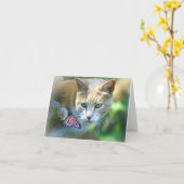 Belles cartes de notes de chat Vide à l'intérieur (Fleur jaune)