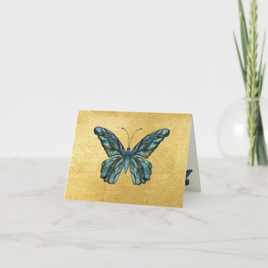 Belles Cartes Dorées Papillon Bleu Vierges (Devant)