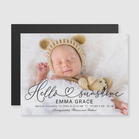 Belles Cartes Faire-part de naissance Photo Script (Devant / Derrière)