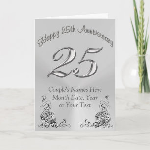 Belles Cartes PERSONNALISÉES pour les 25 ans d'ann