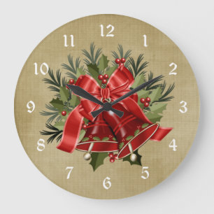 Belles cloches de Noël rouges Horloge murale de va