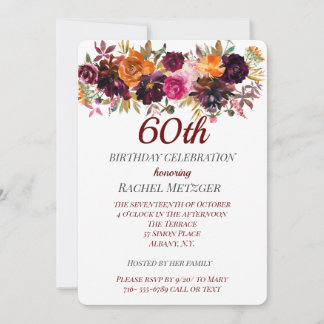 Belles couleurs automne Floral Invitation annivers