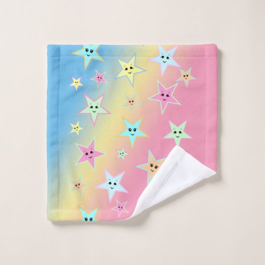 Belles étoiles avec des visages aux couleurs paste (Gant de toilette)