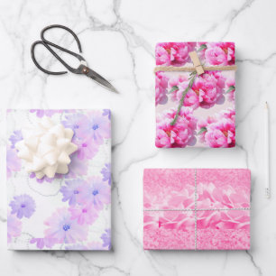 Belles feuilles de papier d'enveloppement à fleurs