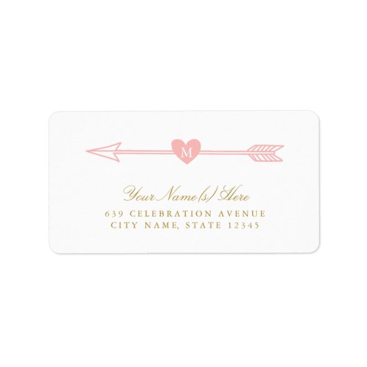 Belles Flèches Étiquettes de adresse Monogrammes (Devant)