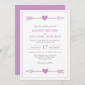 Belles flèches Faire-part de mariage / Lilac et Gr (Devant / Derrière)