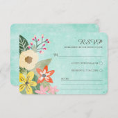 Belles fleurs Aquarelle Florale RSVP / Aqua (Devant / Derrière)