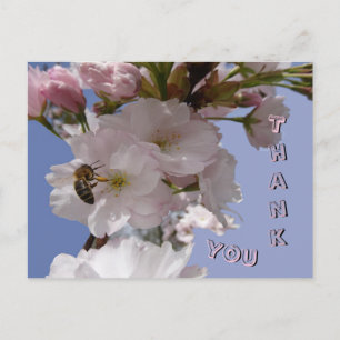 Belles fleurs avec carte postale Merci d'abeille