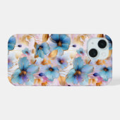Belles Fleurs Bleues Encre Alcoolique en Pastels D (Verso Horizontal)