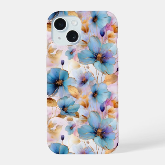 Belles Fleurs Bleues Encre Alcoolique en Pastels D (Verso)
