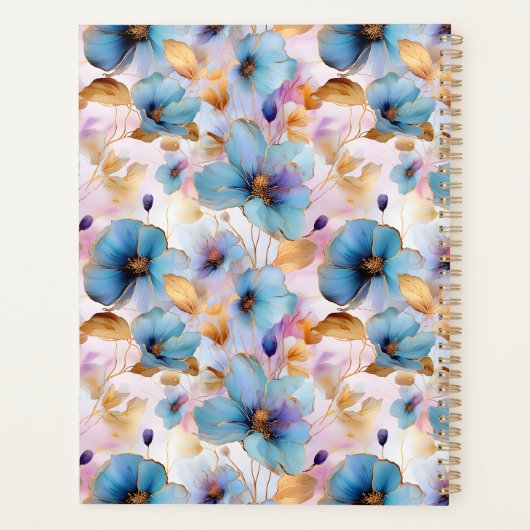 Belles fleurs bleues Encre d'alcool dans les paste (Dos)