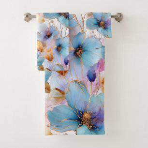 Belles fleurs bleues Encre d'alcool dans les paste