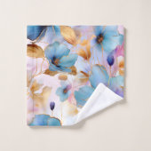 Belles fleurs bleues Encre d'alcool dans les paste (Gant de toilette)
