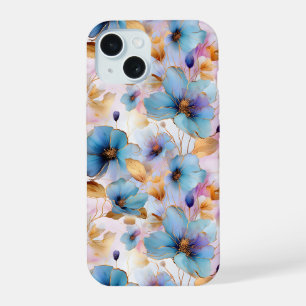 Belles fleurs bleues Encre d'alcool dans les paste