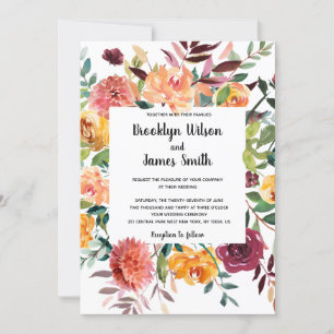 Belles fleurs d'automne Invitations de mariage