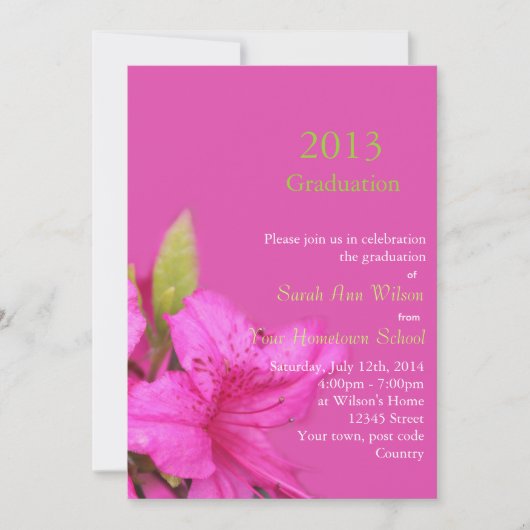 Belles fleurs d'azalée roses invitation de remise  (Devant)
