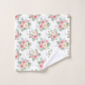 Belles fleurs de couleur pastel sur fond blanc (Gant de toilette)