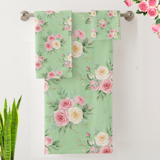 Belles fleurs de couleur pastel sur fond vert pâle