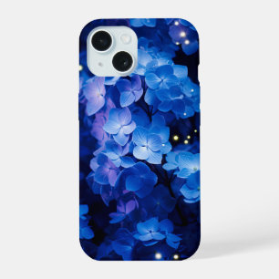 Belles fleurs d'hortensia bleues la nuit