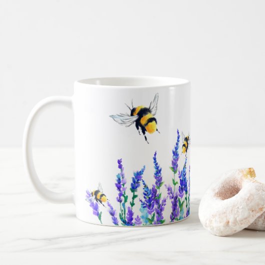 Belles Fleurs et Bees Coffee Mug (Avec donut)