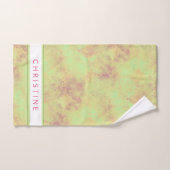 Belles fleurs exotiques sur batik vert coutume (Serviette à main)